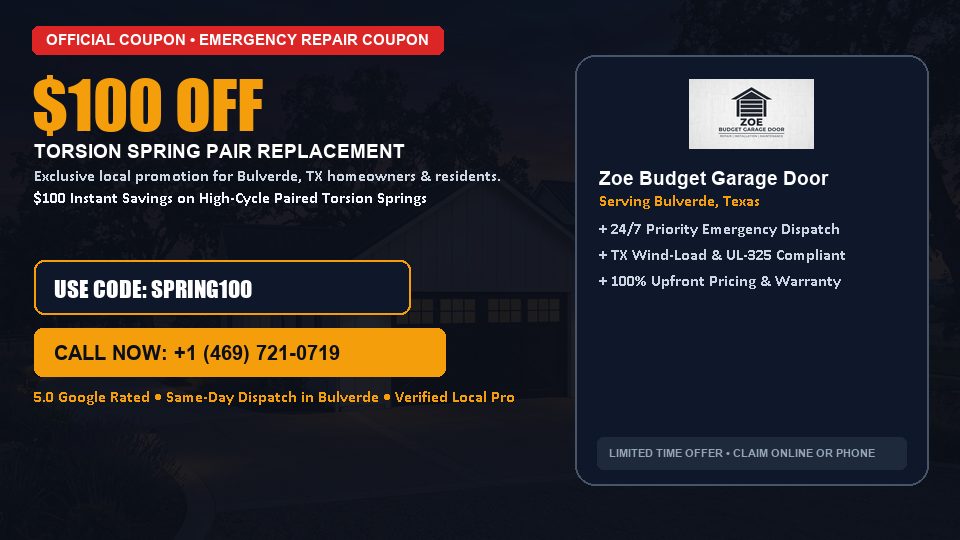Zoe Budget Garage Door $100 OFF Dual Torsion Spring Replacement